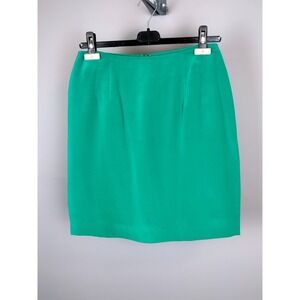 Vintage 100% Silk Tailored Pencil Skirt Size 2 Emerald